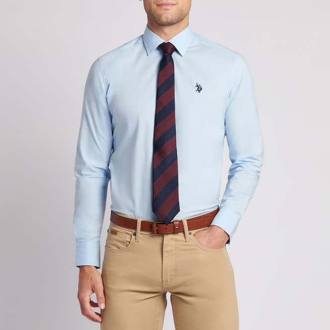 U.S. Polo Assn. Blue Plain Cotton Poplin Shirt