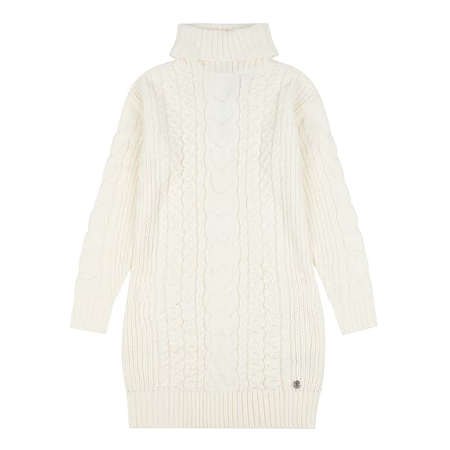U.S. Polo Assn. White Cable Knit Roll Neck Dress