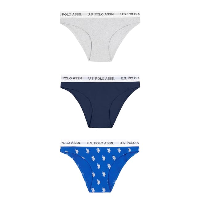 U.S. Polo Assn. Blue 3 Pack Cotton Bikini Brief