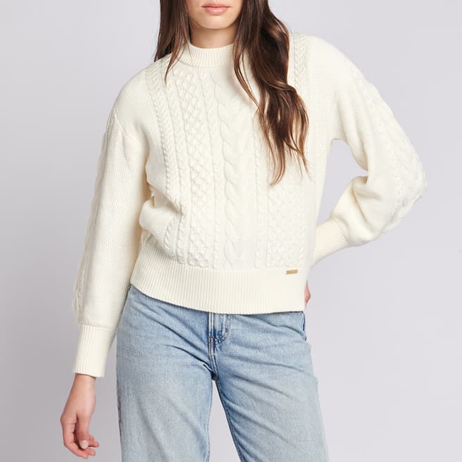 U.S. Polo Assn. White Cable Knit Jumper