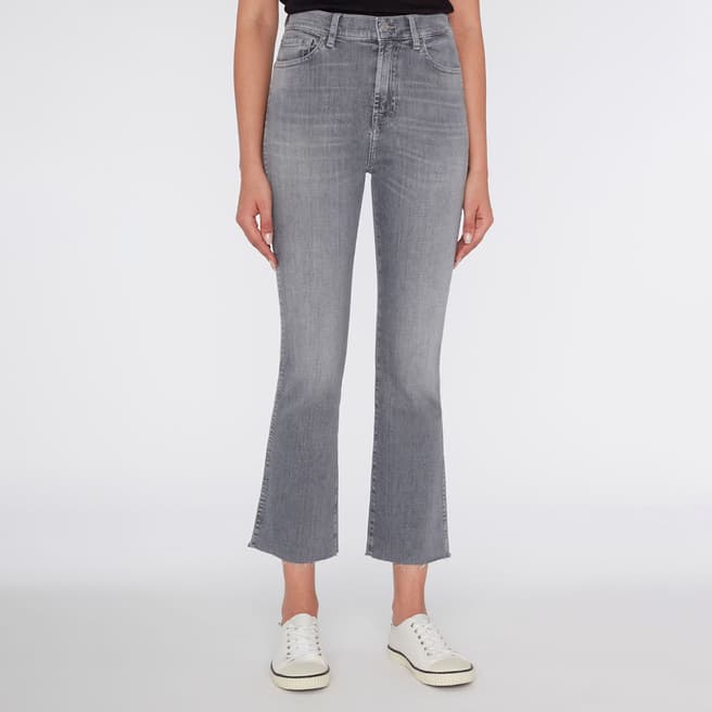 7 For All Mankind Grey Slim Crop Bootcut Stretch Jeans