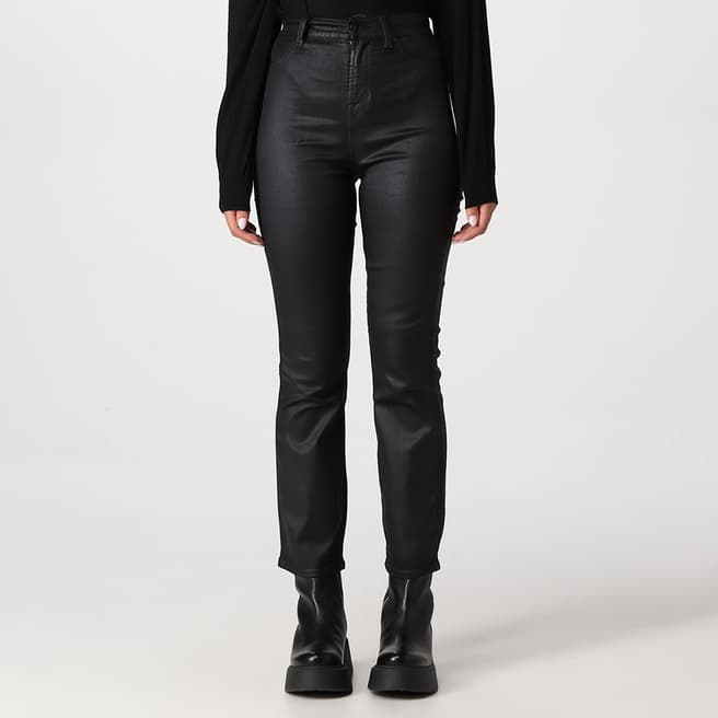 7 For All Mankind Black Slim Kick Coated Stretch Jeans