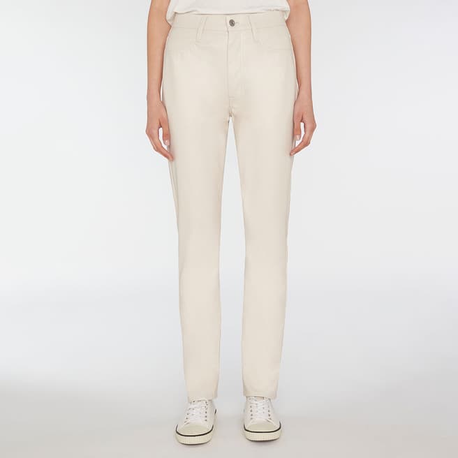 7 For All Mankind White Slim Faux Leather Jeans