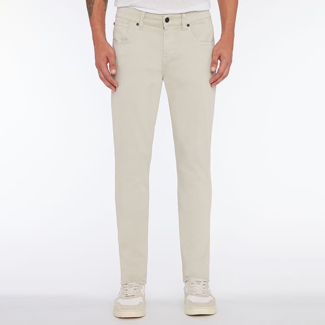 7 For All Mankind Stone Slim Tapered Cotton Blend Trousers
