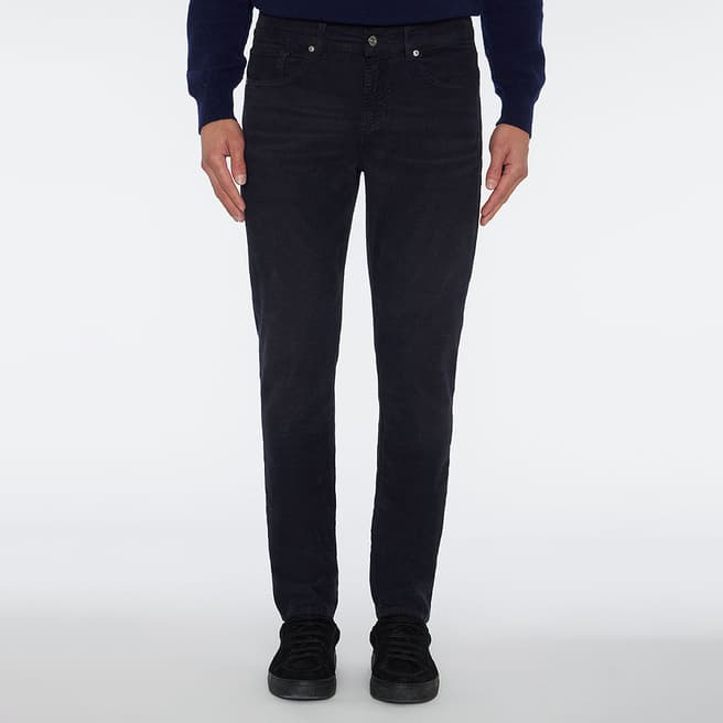 7 For All Mankind Navy Slim Tapered Cotton Blend Trousers