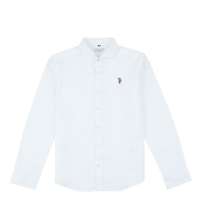 U.S. Polo Assn. Younger Boy's White Cotton Oxford Shirt
