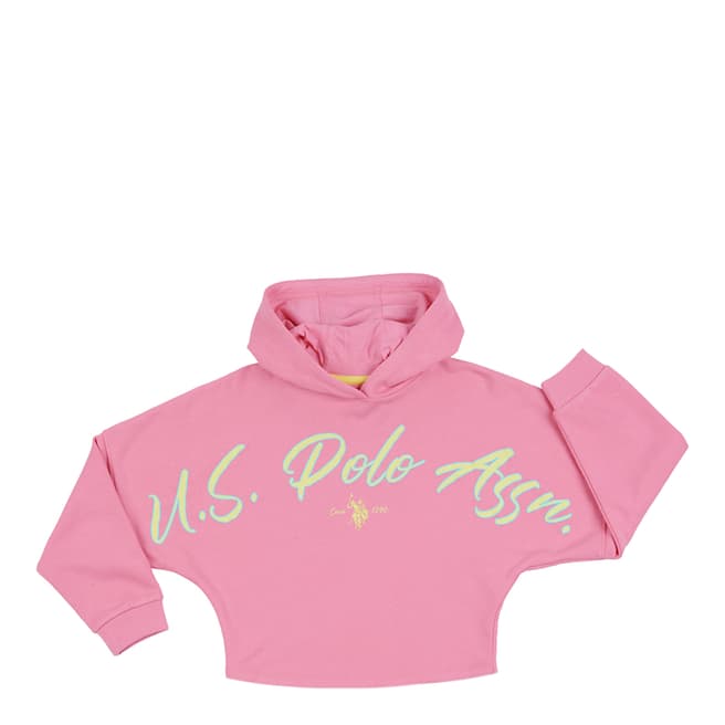 U.S. Polo Assn. Younger Girl's Pink Batwing Cotton Blend Hoodie