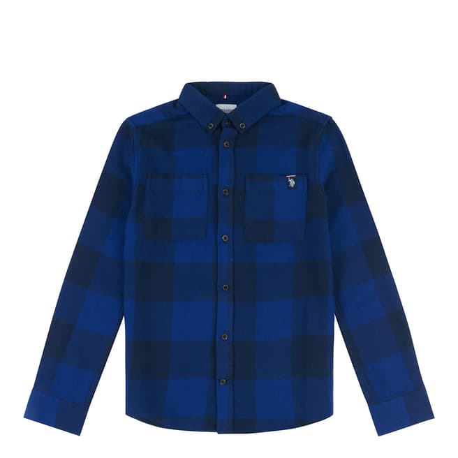 U.S. Polo Assn. Teen Boy's Blue Check Cotton Shirt