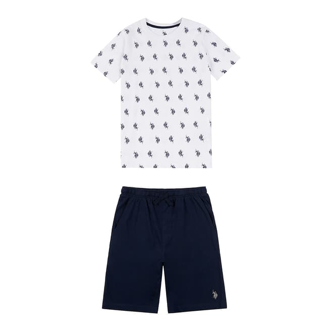 U.S. Polo Assn. Teen Boy's Navy/White Cotton T-Shirt and Shorts Set