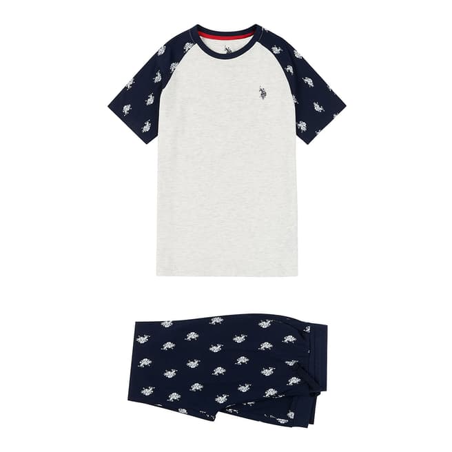 U.S. Polo Assn. Teen Boy's Navy/White Printed T-Shirt and Trousers Set