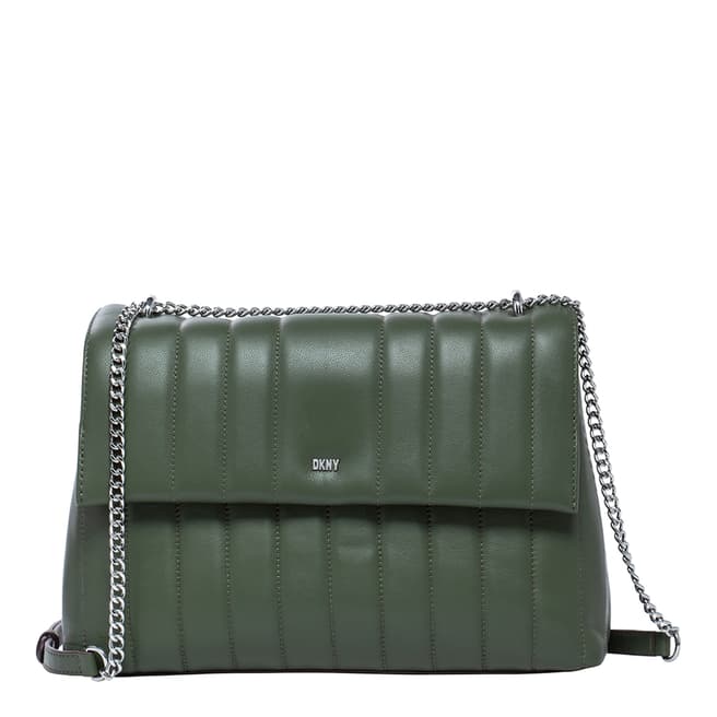 DKNY Army Green Seva Large Flap Shoulder Bag