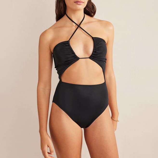 Boden Black Cut Out Detail String Swimsuit