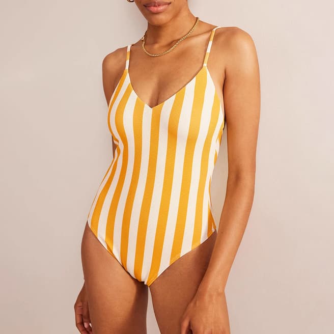 Boden Yellow Striped Swimsuit