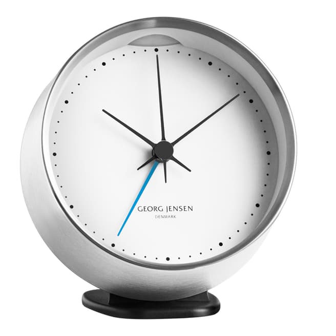 Georg Jensen Henning Koppel Alarm Clock 10cm, Steel & White