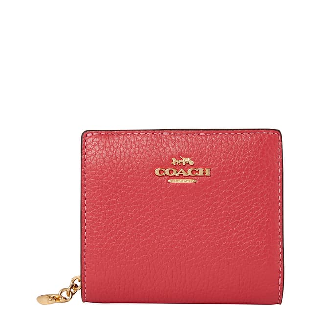Coach Pink Refined Pebbled Leather Snap Wallet