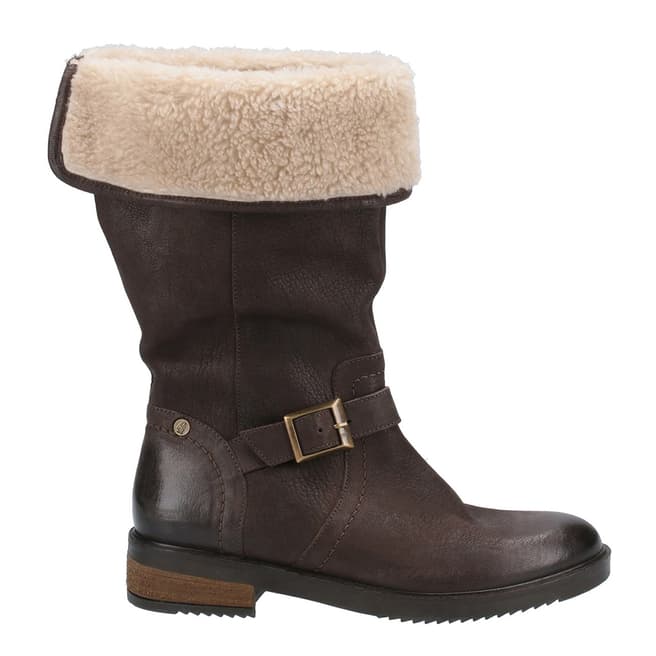 Hush Puppies Brown Bonnie Leather Mid Boots