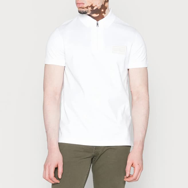 Tommy Hilfiger White Zip Cotton Polo Shirt