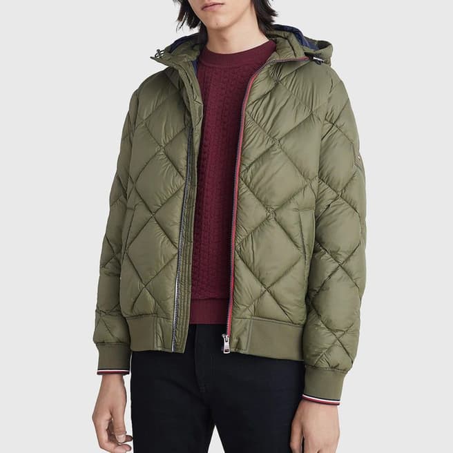 Tommy Hilfiger Khaki Diamond Quilted Coat