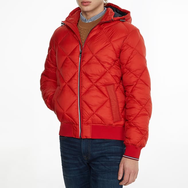 Tommy Hilfiger Red Diamond Quilted Coat