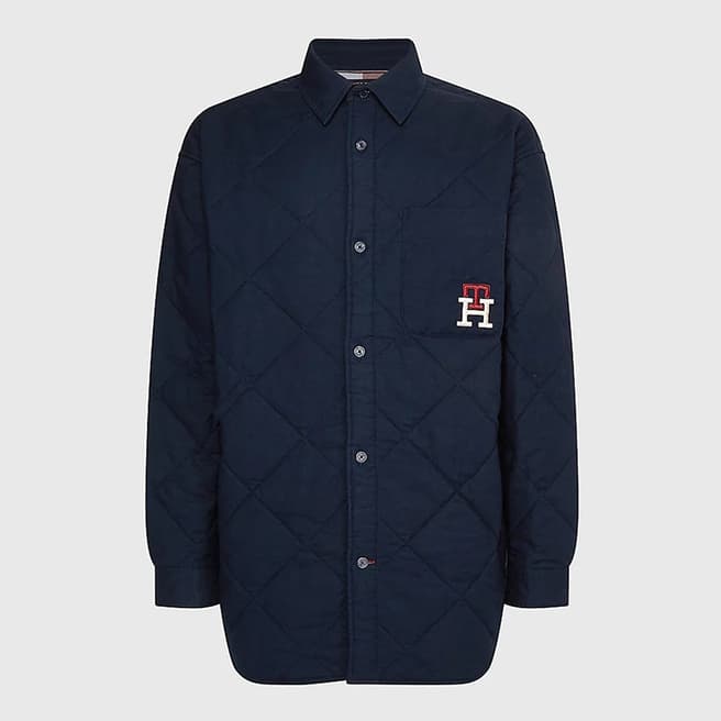 Tommy Hilfiger Navy Quilted Cotton Overshirt