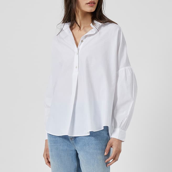 French Connection White Linen Cardia Organic Blouse