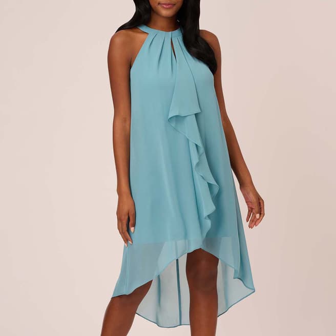 Adrianna Papell Blue Chiffon And Jersey Dress