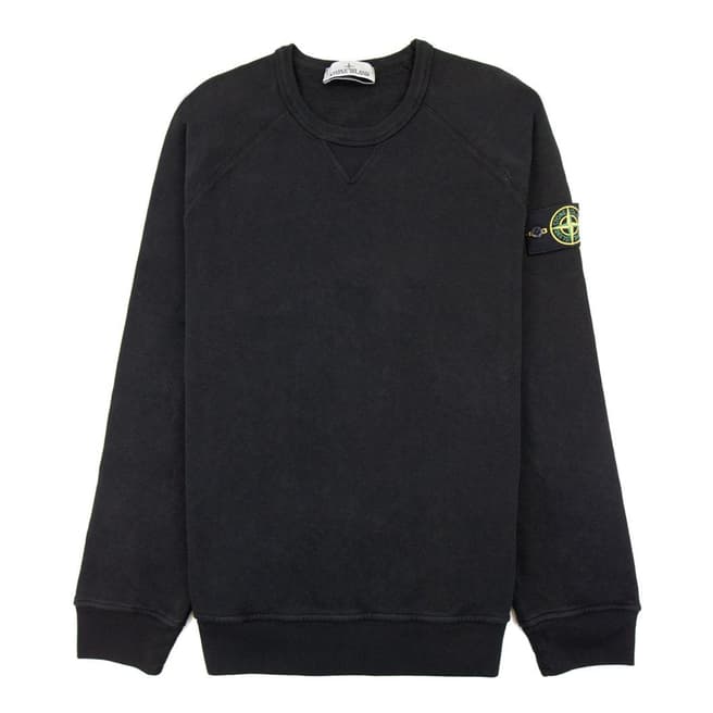 Stone Island Black Garment Dyed Fleece Sweatshirt