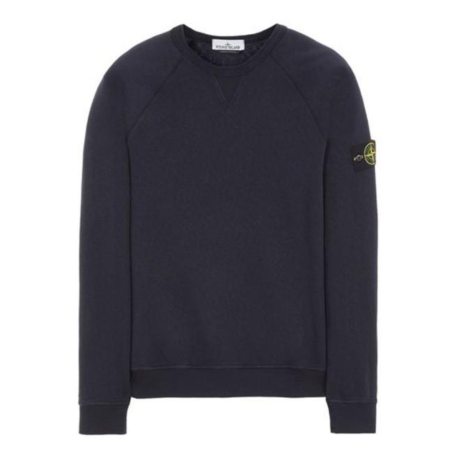 Stone Island Navy Garment Dyed Fleece Sweatshirt