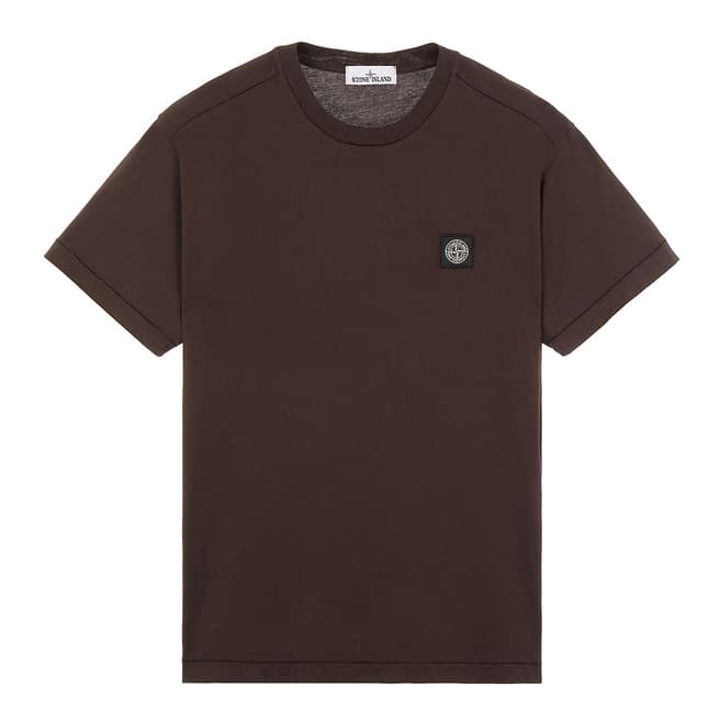 Stone Island Brown Square Logo Cotton T-Shirt
