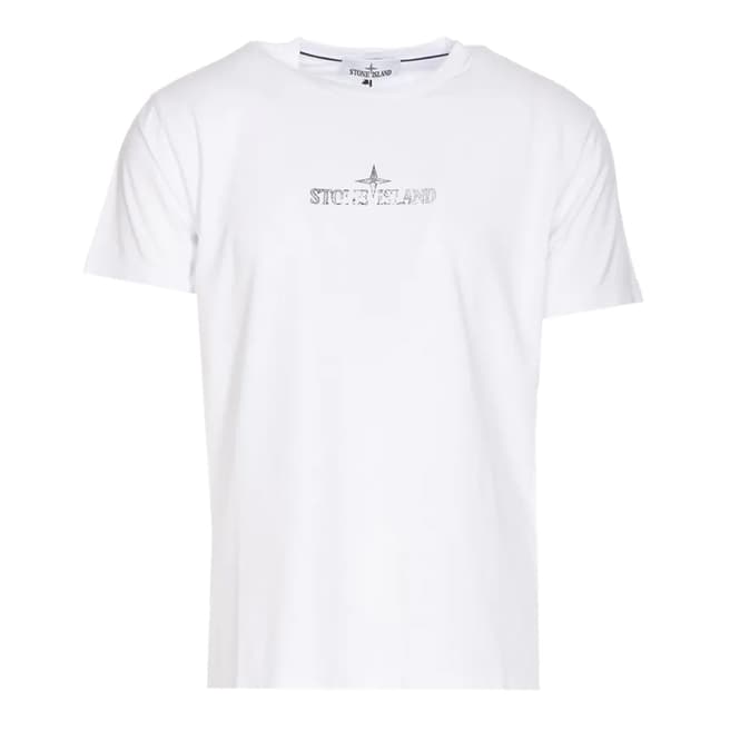 Stone Island White Chest Logo Cotton T-Shirt