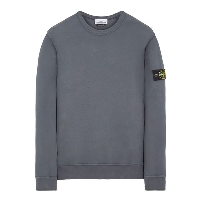 Stone Island Dark Grey Brushed Cotton Fleece Sweatshirt
