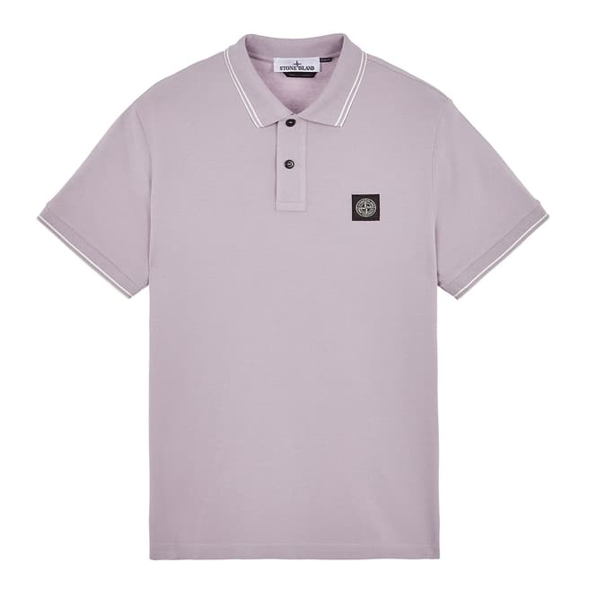 Stone Island Lilac Contrast Trims Cotton Blend Polo Shirt