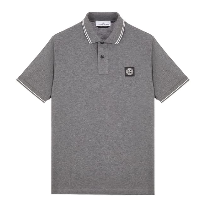 Stone Island Grey Contrast Trims Cotton Blend Polo Shirt