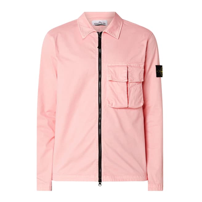 Stone Island Pink Zipped Cotton Overshirt
