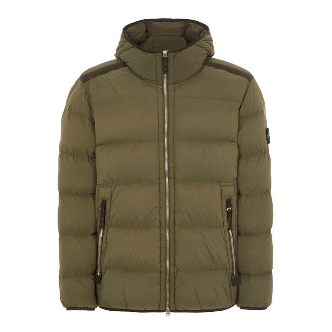 Stone Island Khaki Nylon Down Puffer Coat