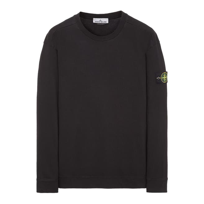 Stone Island Black Brushed Cotton Fleece Sweatshirt