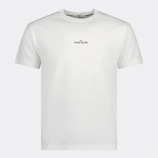 Stone Island White Graphic Back Cotton T-Shirt