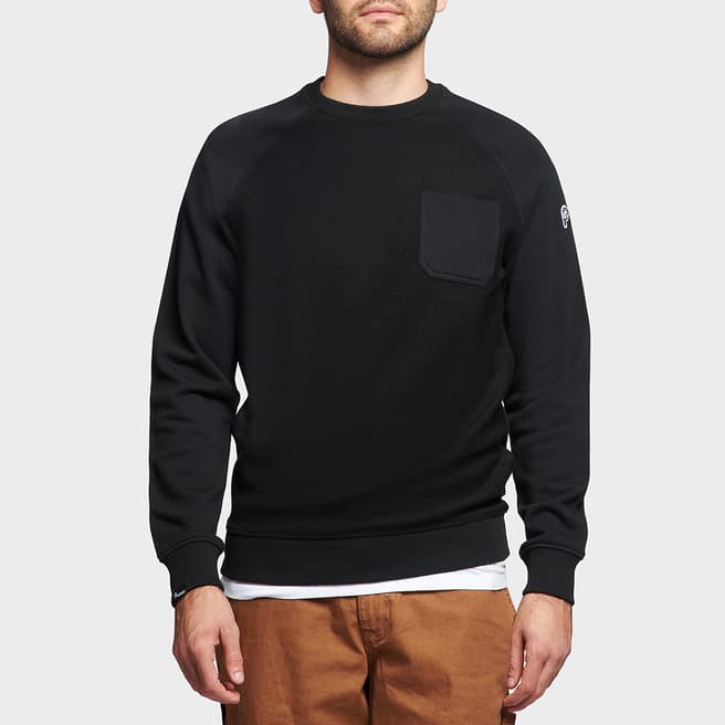 Penfield Black Cotton Logo Reverse Loopback Sweatshirt