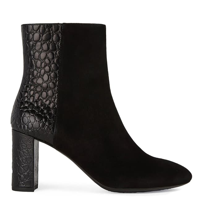 Geox Black Croc Pheby 80 Leather Ankle Boot