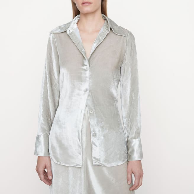 Vince Silver Shaped Collar Silk Blouse