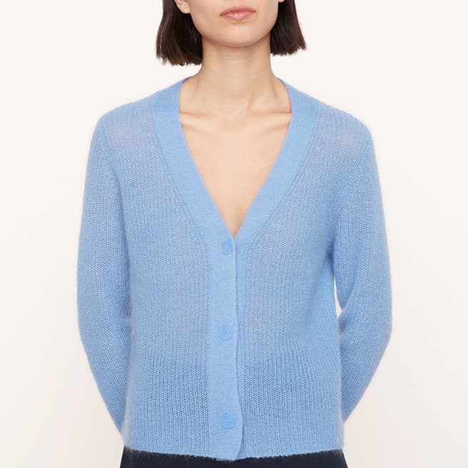 Vince Blue Ribbed Button Cardigan