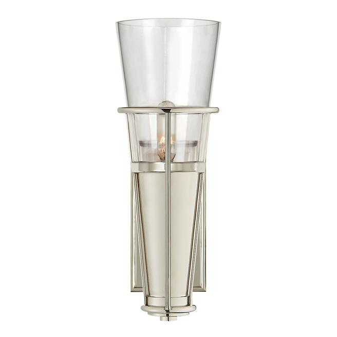 Thomas O'Brien for Visual Comfort & Co. Robinson Single Sconce in Polished Nickel with Clear Glass