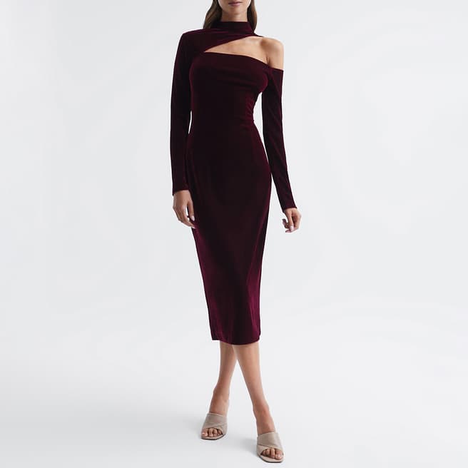 Reiss Burgundy Tatiana Velvet Dress