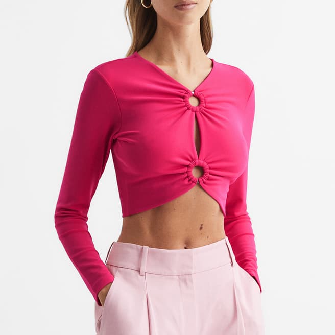 Reiss Pink Hannah Ring Front Cropped Top