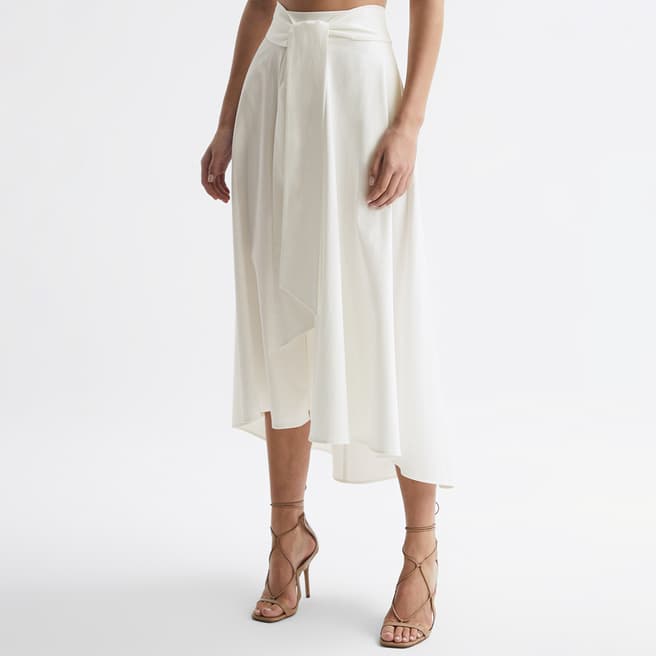 Reiss White Rebecca Cotton Blend Maxi Skirt