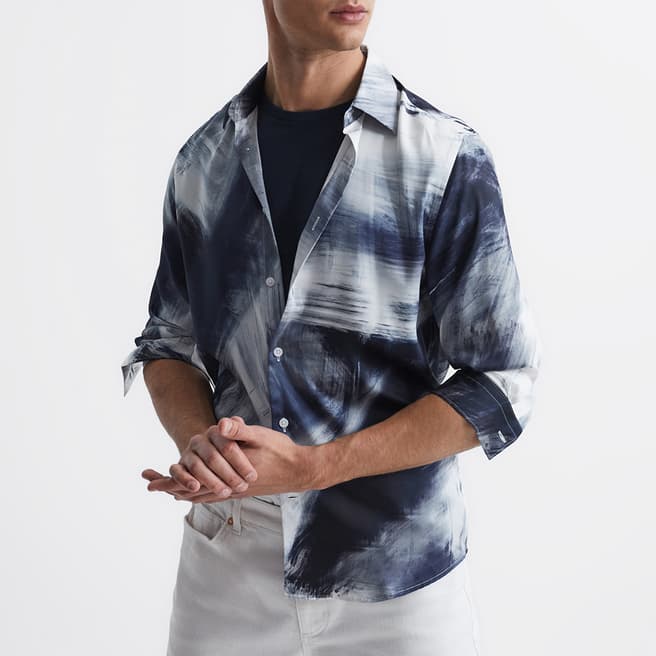 Reiss Navy Dissly Printed Shirt