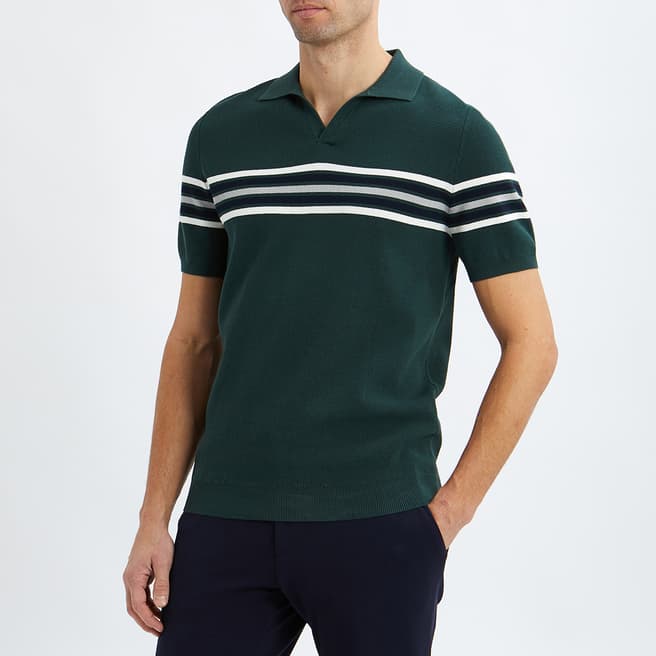 Reiss Green Sargent Knitted Polo Shirt
