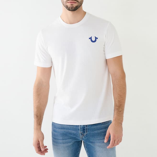 True Religion White Large Logo Cotton T-Shirt