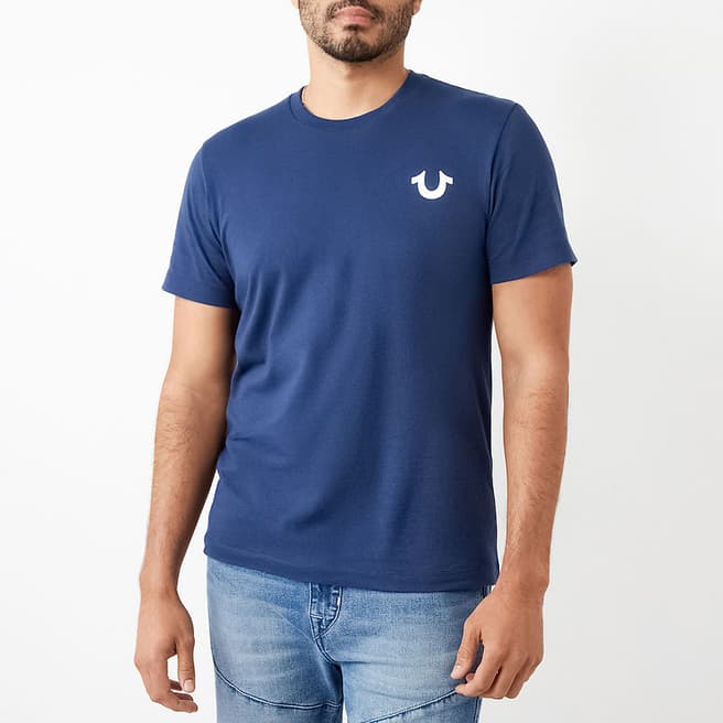 True Religion Navy Large Logo Cotton T-Shirt