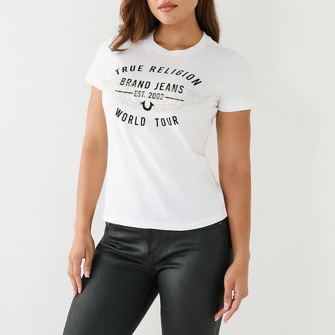 True Religion White Retro Slim Cotton T-Shirt